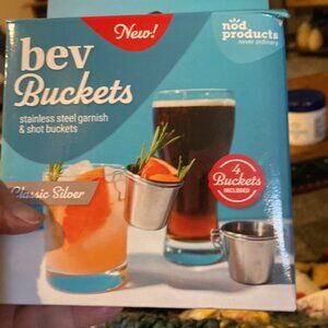 NEW! "Classic Silver" Stainless Steel Garnish/Shot Buckets—4 buckets included